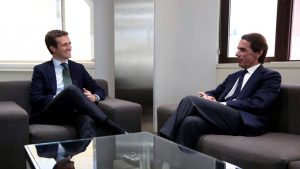 Reunión de Pablo Casado y José María Aznar en Génova